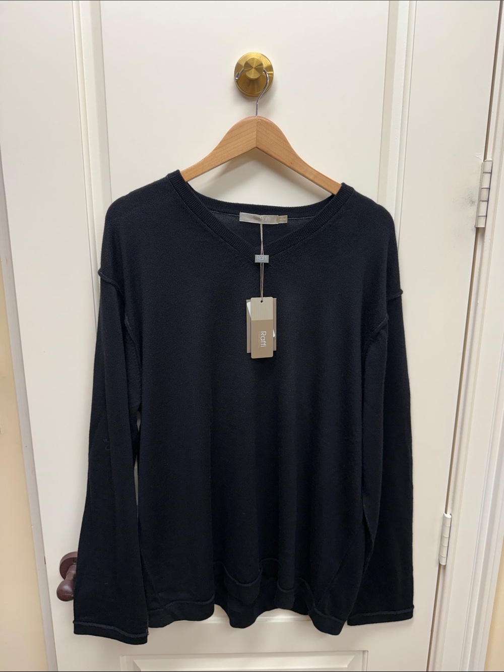 Raffi Black V-Neck Knit Sweater